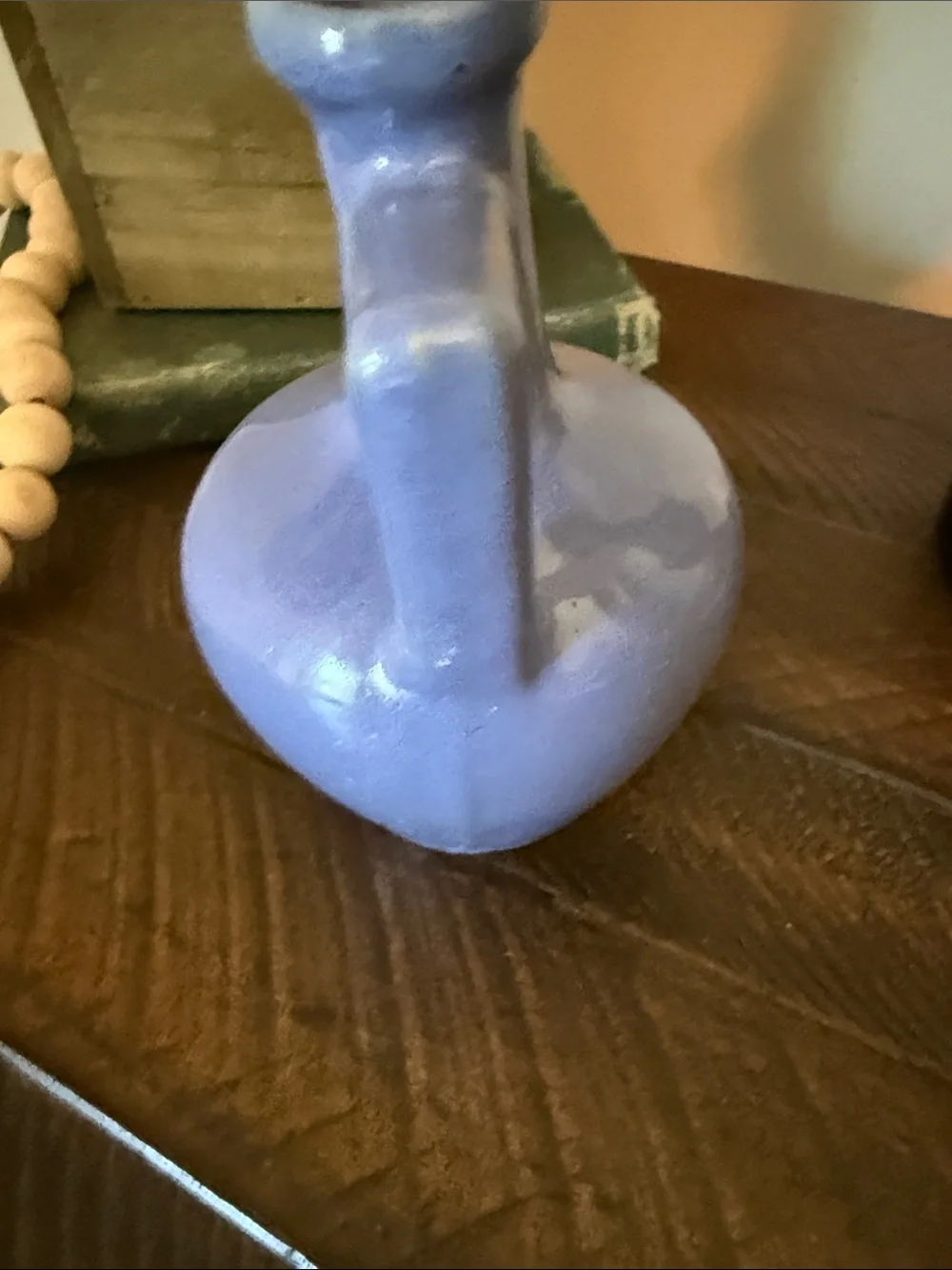 Vintage Periwinkle Blue Studio Pottery Mini Ewer Bud Vase Heavy Handcrafted